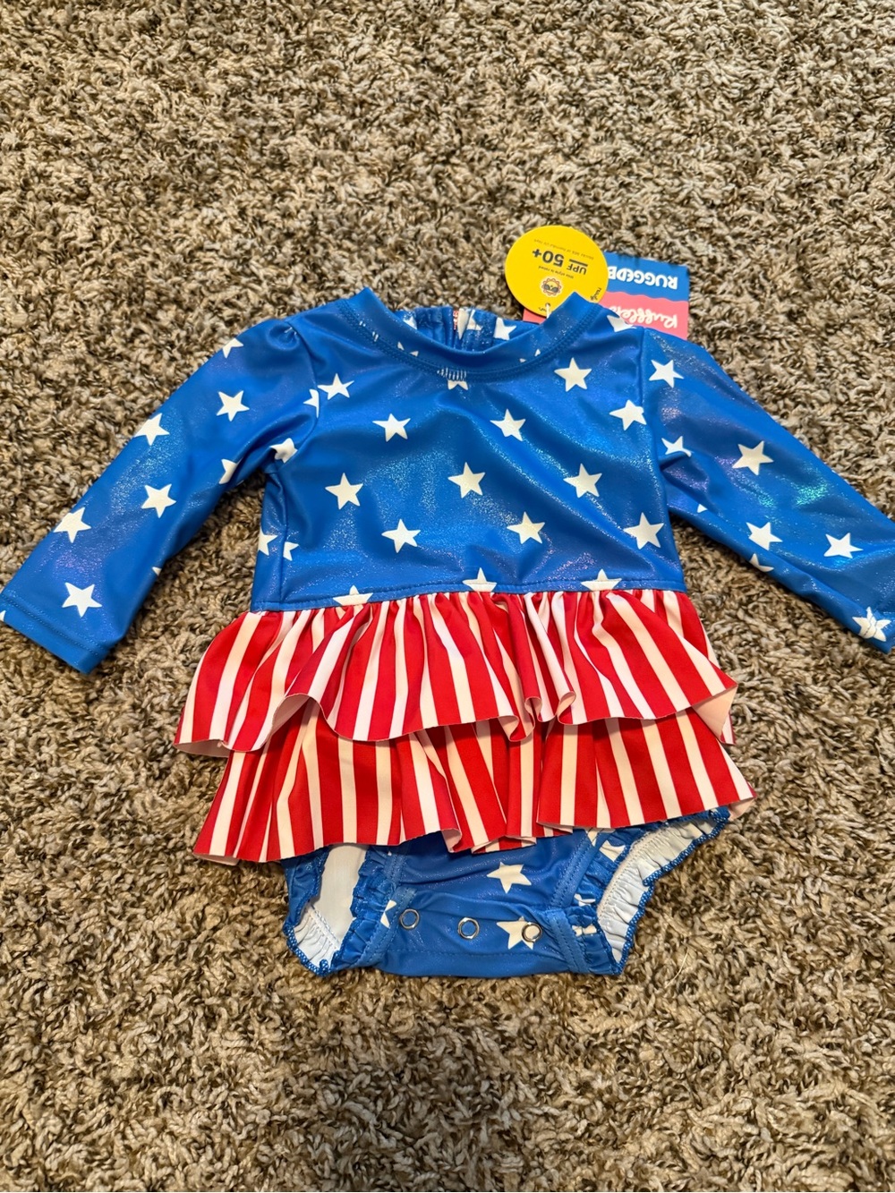 Ruffle Butts Red White and Blue Star & Stripe Ruffle Swim Suit